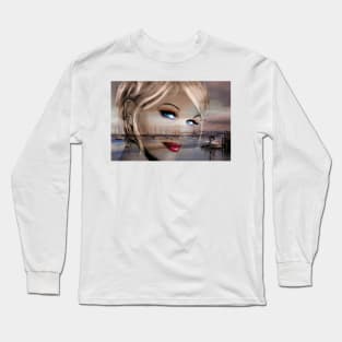 Blue Eyes Blue Sepia Long Sleeve T-Shirt